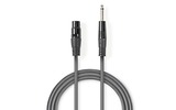 Cable de Audio XLR Descompensado - XLR de 3 Pines Hembra - 6,35 mm Macho - 5,0 m - Gris
