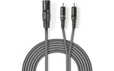 Cable de audio XLR - XLR de 3 pines macho - 2x RCA macho - 1,5 m - Gris - Nedis COTH15200GY15