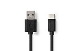 Cable de Carga y Sincronización - A Macho - USB-C™ Macho - 2,0 m - Negro - Nedis CCGT60600BK20