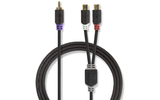 Cable para subwoofer - RCA Macho - 2x RCA Hembra - 0,2 m - Antracita - Nedis CABW24010AT02