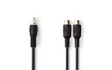 Cable para subwoofer - RCA Macho - 2x RCA Hembra - 0,2 m - Negro - Nedis CAGP24010BK02