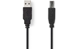 Cable USB 2.0 - A Macho - B Macho - 1,0 m - Negro - Nedis CCGP60100BK10