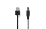 Cable USB 2.0 - A Macho - USB B Macho - 3,0 m - Negro - Nedis CCGT60100BK30