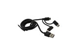 Cable USB 3 en 1 Micro USB + Type C + Lightning MFI (datos/carga) negro 1M muvit