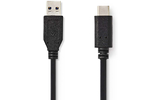 Cable USB-C™ 3.1 Gen2 - Tipo C Macho - A Macho - 1,0 m - Negro - Nedis CCGB61650BK10
