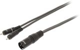 Cable XLR Estéreo de Macho de 3 Pines - 2x RCA Macho de 1,5 m Gris Oscuro - Sweex SWOP15200E15