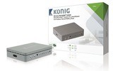 Conmutador manual HDMI de 4 puertos con 4 entradas HDMI y salida HDMI en color gris oscuro - Kön