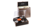Fenton RP170D Record Player with Record Storage Case Dark Wood