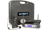 Vonyx WM512C Combi System Wireless VHF 2 canales con la computadora de mano, de Bodypack y Displ