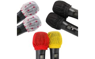 200x Fundas desechables para micrófono de tela protección - Color Negro