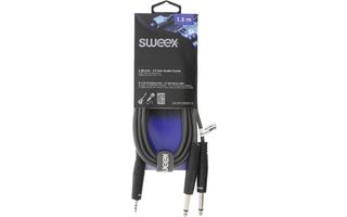 2x Cable de Audio Estéreo Macho de 6,35 mm - Macho de 3,5 mm de 1,5 m Gris Oscuro - Sweex SWOP23