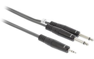 2x Cable de Audio Estéreo Macho de 6,35 mm - Macho de 3,5 mm de 3,0 m Gris Oscuro - Sweex SWOP23
