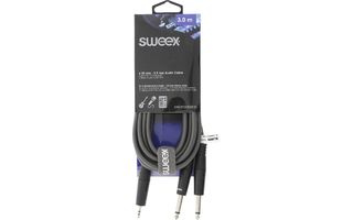 2x Cable de Audio Estéreo Macho de 6,35 mm - Macho de 3,5 mm de 3,0 m Gris Oscuro - Sweex SWOP23