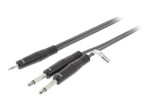 2x Cable de Audio Estéreo Macho de 6,35 mm - Macho de 3,5 mm de 5,0 m Gris Oscuro - Sweex SWOP23