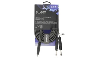 2x Cable de Audio Estéreo Macho de 6,35 mm - Macho de 3,5 mm de 5,0 m Gris Oscuro - Sweex SWOP23