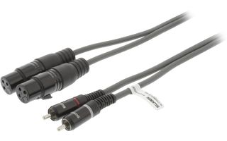 2x Cable XLR Estéreo de 3 Pines Hembra - 2x RCA Macho de 3,0 m Gris Oscuro