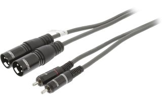 2x Cable XLR Estéreo Macho de 3 Pines - 2x RCA Macho de 1,5 m Gris Oscuro - Sweex SWOP15210E15