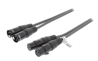 2x Cable XLR Estéreo Macho de 3 Pines - 2x XLR Hembra de 3 Pines de 0,50 m Gris Oscuro - Sweex S