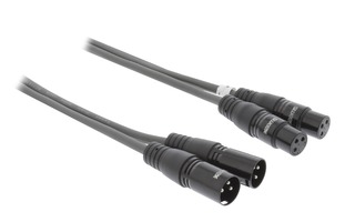 2x Cable XLR Estéreo Macho de 3 Pines - 2x XLR Hembra de 3 Pines de 0,50 m Gris Oscuro - Sweex S