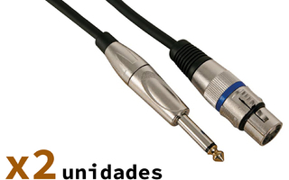 2x Cable XLR Profesional, XLR Hembra a Jack Mono 6.35mm (10m) - Pareja de cables - Reacondiciona
