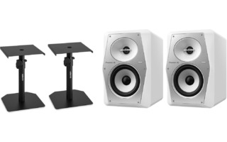 2x Pioneer DJ VM-50 Blancos + Soportes de mesa para monitores
