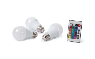 Juego de 3 bombillas LED - 7.5W - E27 - Color RGB & Blanco cálido - Mando a distancia
