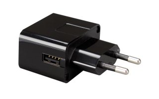 Cargador compacto con conexión USB 5V-1A - Color negro