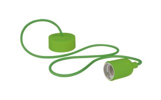 Lámpara de diseño con cable de tela - para colgar del techo - color Verde
