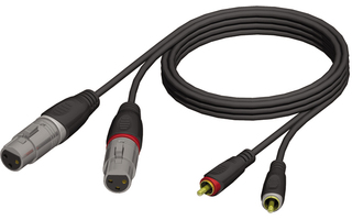 Adam Hall Cables REF 705 150 Cable de Audio de 2 XLR hembra a 2 RCA macho 1,5 m