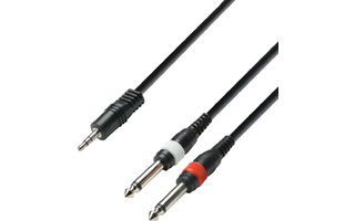 Adam Hall Cables K3 YWPP 0300 - Cable de Audio de Minijack 3,5 mm estéreo a 2 Jacks 6,3 mm mono 
