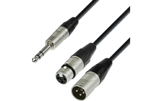 Adam Hall K4 YVMF 0180 - Cable de Audio REAN de Jack 6,3 mm estéreo a XLR macho y XLR hembra