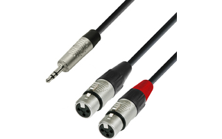 Adam Hall  K4 YWFF 0180 - Cable de Audio REAN de Minijack 3,5 mm estéreo a 2 XLR hembra 1,8 m