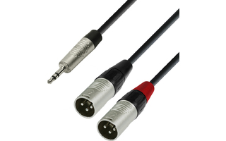 Adam Hall Cables K4 YWMM 0180 - Cable de Audio REAN de Minijack 3,5 mm estéreo a 2 XLR macho 1,8
