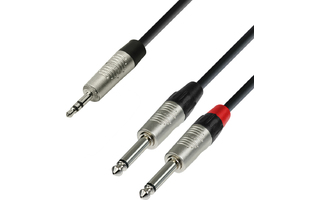 Adam Hall Cables K4 YWPP 0090 - Cable de Audio REAN de Minijack 3,5 mm estéreo a 2 Jacks 6,3 mm 