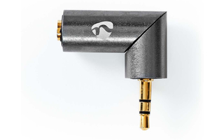Adaptador de audio estéreo - 3.5 mm macho - 3.5 mm hembra - Chapado en oro - Recto - Metal - Gri