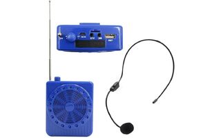 Altavoz megafono para profesores Azul - Micrófono Diadema