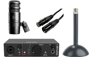 Arturia MiniFuse + Audio Technica 2040 con sóporte de mesa y cable de micrófono 1 metro
