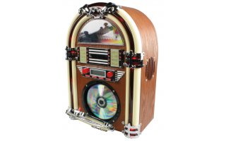 Radio AM/FM en forma de gramola retro con reproductor de CD