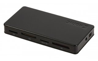 Concentrador USB 2.0 de 3 tomas y lector de tarjetas de memoria con alimentación