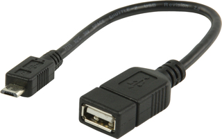 Cable Adaptador USB 2.0 - Micro B Macho - A Hembra - 0,2 m - Negro - Nedis CCGP60515BK02
