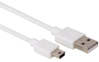 Cable USB 2.0 A Macho a Mini USB - Color Blanco - 1 m