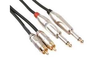 Cable 2 x RCA Macho a 2 x Jack 6,35 mm 1/4 Pulgadas Mono 1,5 m VITALCO Audio OFC 2RCA Phono Cables MK50P 1,5 m 