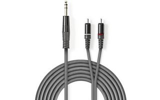 Cable de Audio Estéreo - 6,35 mm Macho - 2x RCA Macho - 1,5 m - Gris