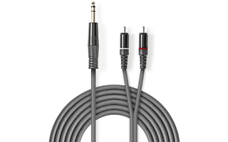 Cable de Audio Estéreo - 6,35 mm Macho - 2x RCA Macho - 3,0 m - Gris