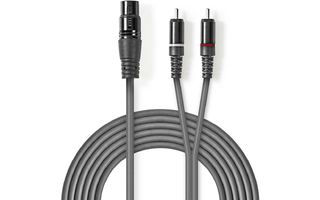Cable de Audio balanceado - XLR 3 pines hembra - 2x RCA macho - Niquelado - 3.00 m - Redondo - P