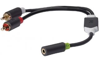 Cable de audio estéreo 2x RCA macho - hembra de 3,5 mm; 1,00 m en gris - König KNA22255E10