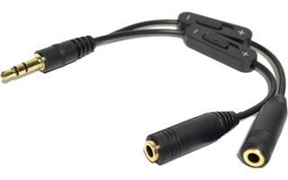 Cable en Y de Mini jack 3.5mm macho a doble hembra con apagado / encendido