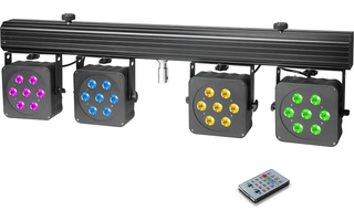 Cameo Multi PAR 3 - Set de compactos proyectores LED de cuatro colores 28 x 8 W con Estuche de t