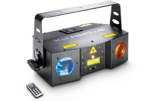 Cameo STORM FX - Efecto de luces 3 en 1 con láser grating, estrobo y derby con mando a distancia