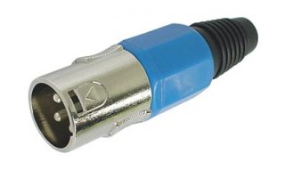 Conector XLR macho - 3 contactos - niquelado - azul